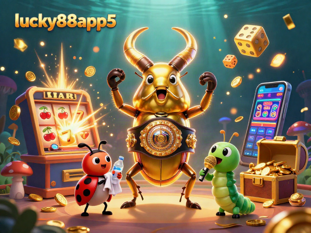 Engaging illustration highlighting lucky88app5 with a vibrant casino scene featuring animated characters and slot elements.