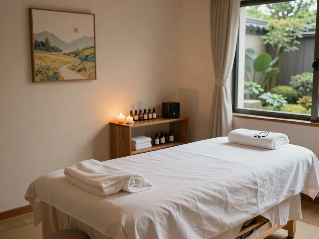 Relaxing Yeoksam-dong massage room setup showcasing a tranquil atmosphere for ultimate relaxation and well-being.