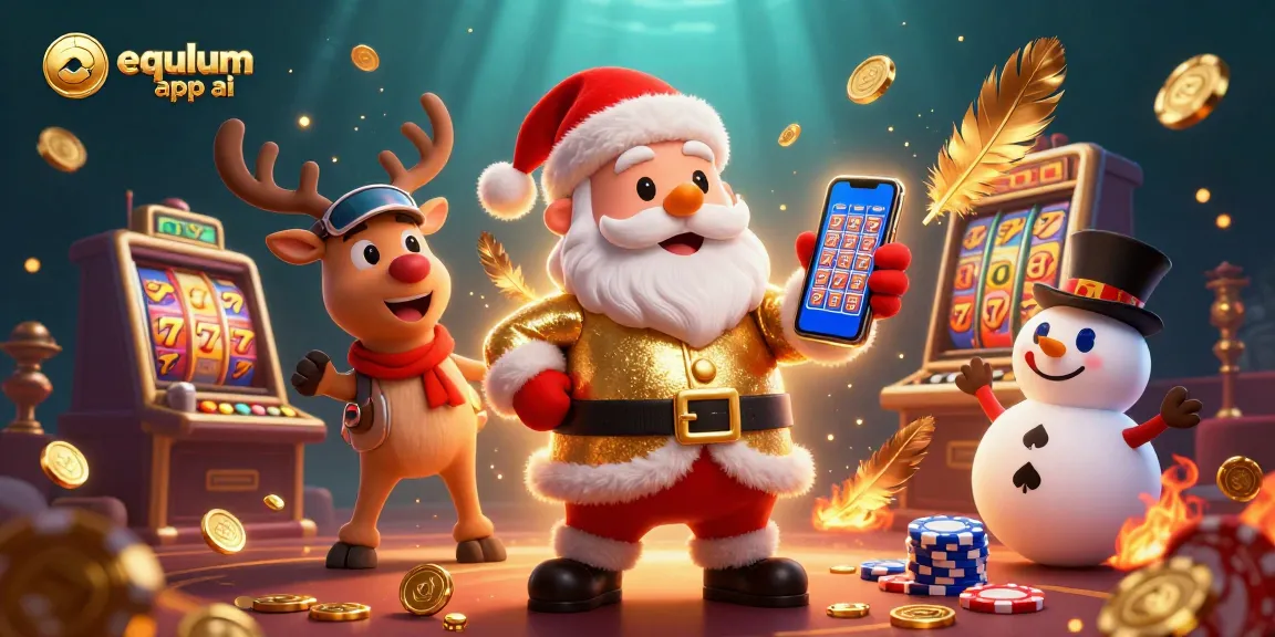 Engage with equlum app ai in an exciting casino scene featuring Santa and friends.