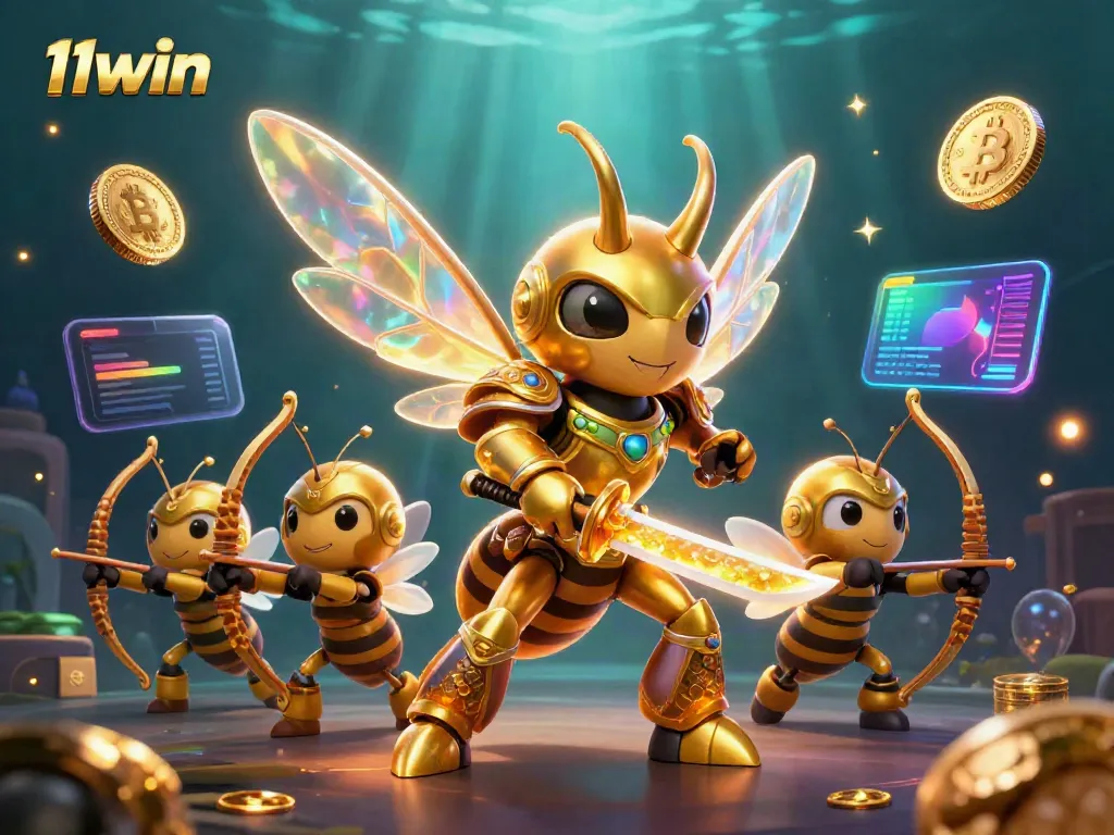 Win big at 11win with vibrant carnival-style gaming environment featuring 3D characters and dynamic elements.