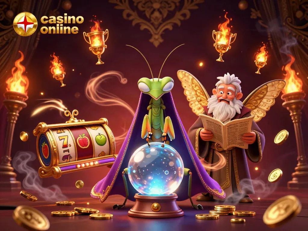 Gana en un casino online con la tarotista y símbolos de tragamonedas mágicos.
