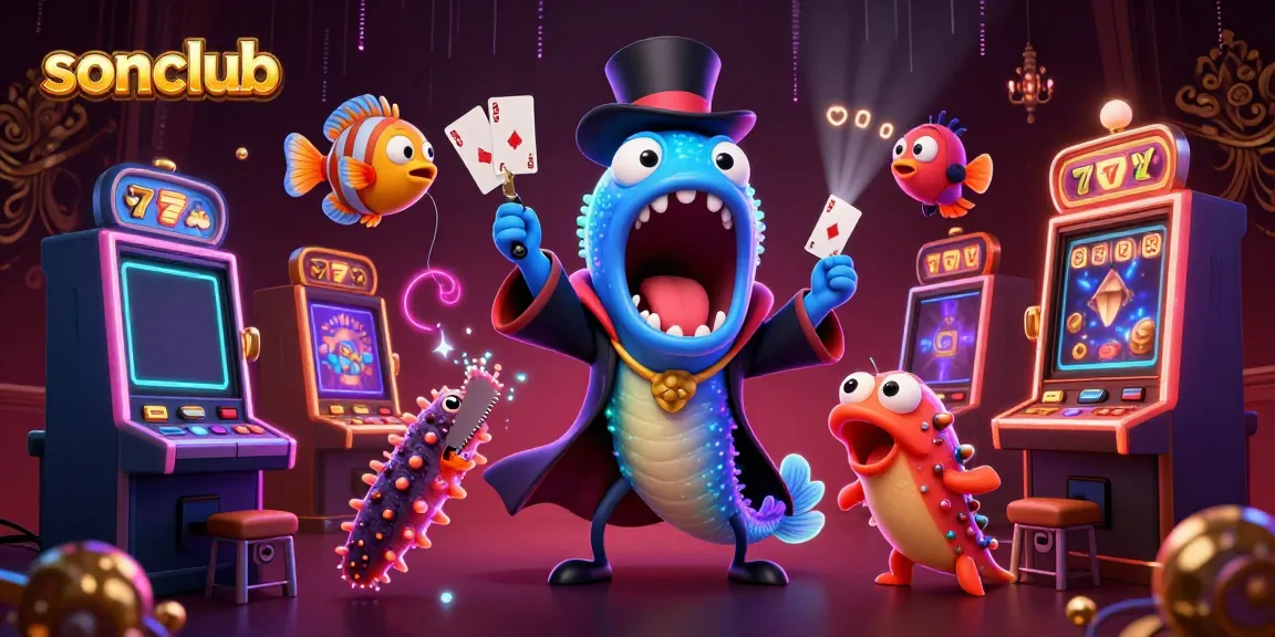 Engage in the vibrant action at sonclub, featuring magical deep-sea characters amidst energetic slot machines.