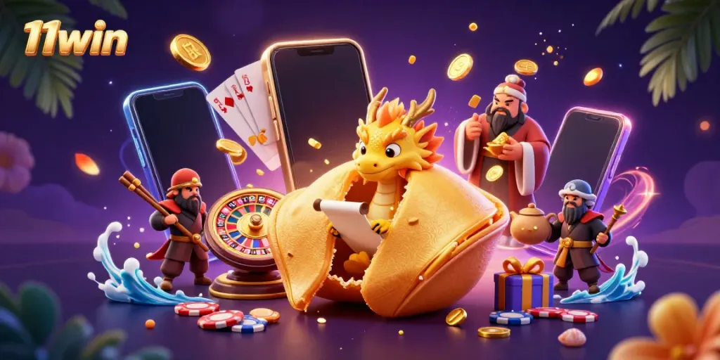 Win big with 11win's vibrant and immersive casino experience featuring golden fortune elements.