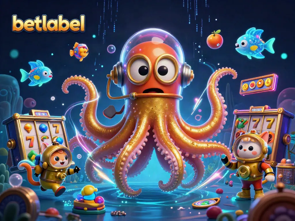 Win big with BetLabel in a vibrant underwater casino scene filled with treasures.