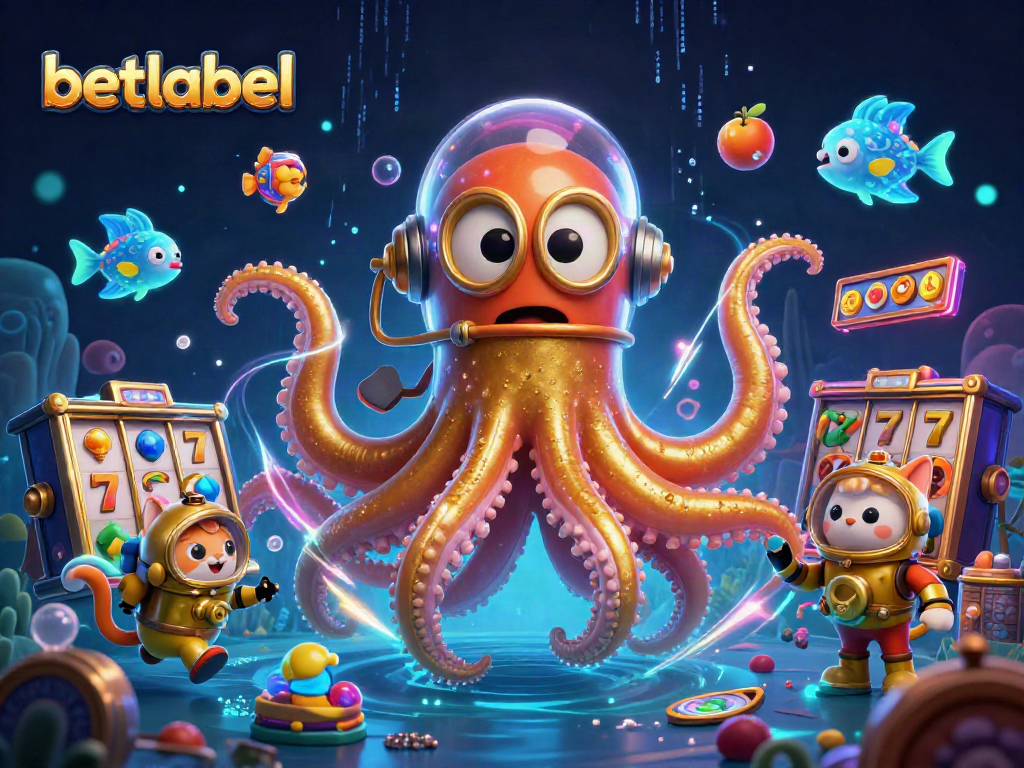 Win big with BetLabel in a vibrant underwater casino scene filled with treasures.