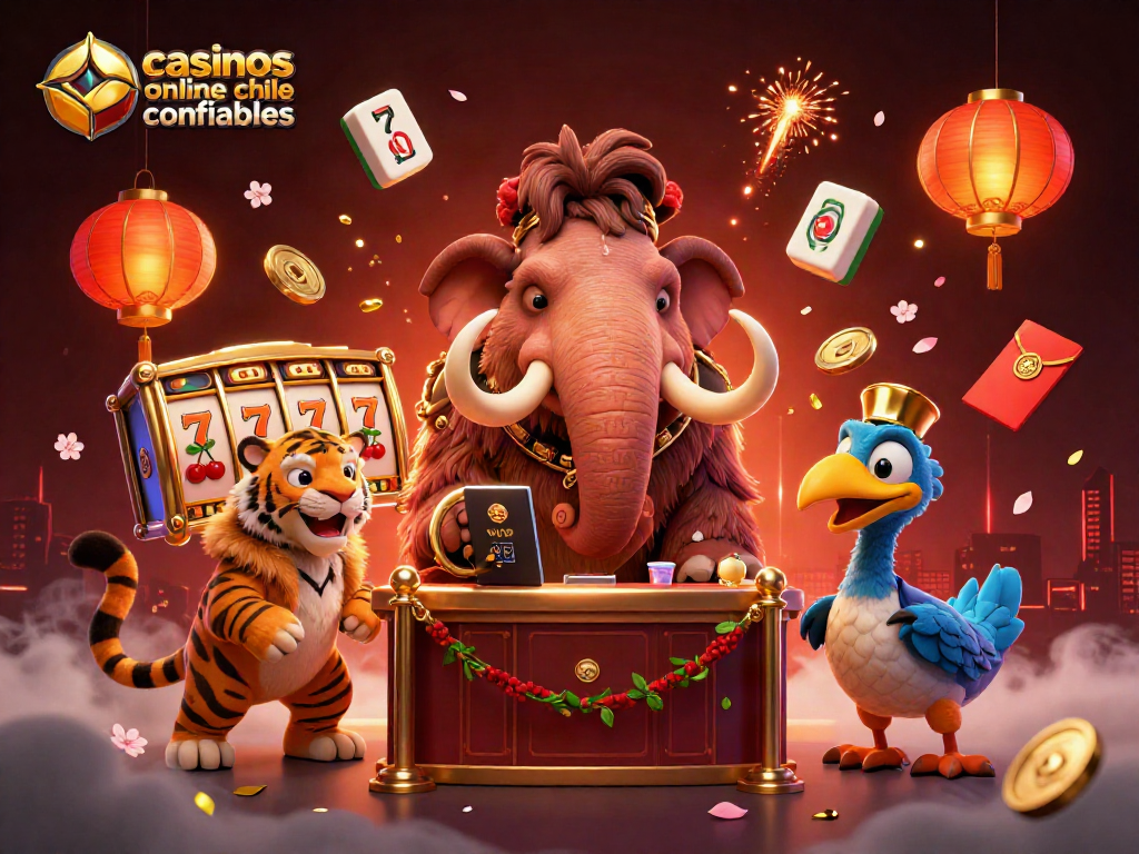 Rinde homenaje a los casinos online confiables en Chile con un bouncer mammoth revisando ID y un tigre VIP en escena.