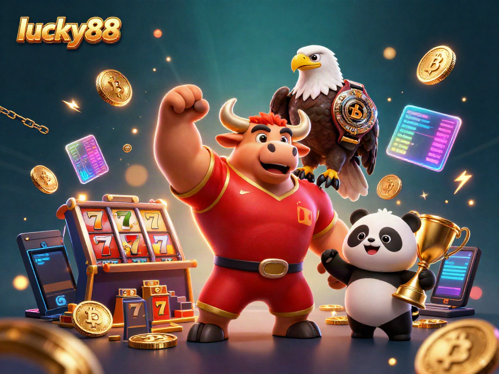 Engage in exciting gameplay at lucky88 with characters celebrating wins amid jackpot slots.